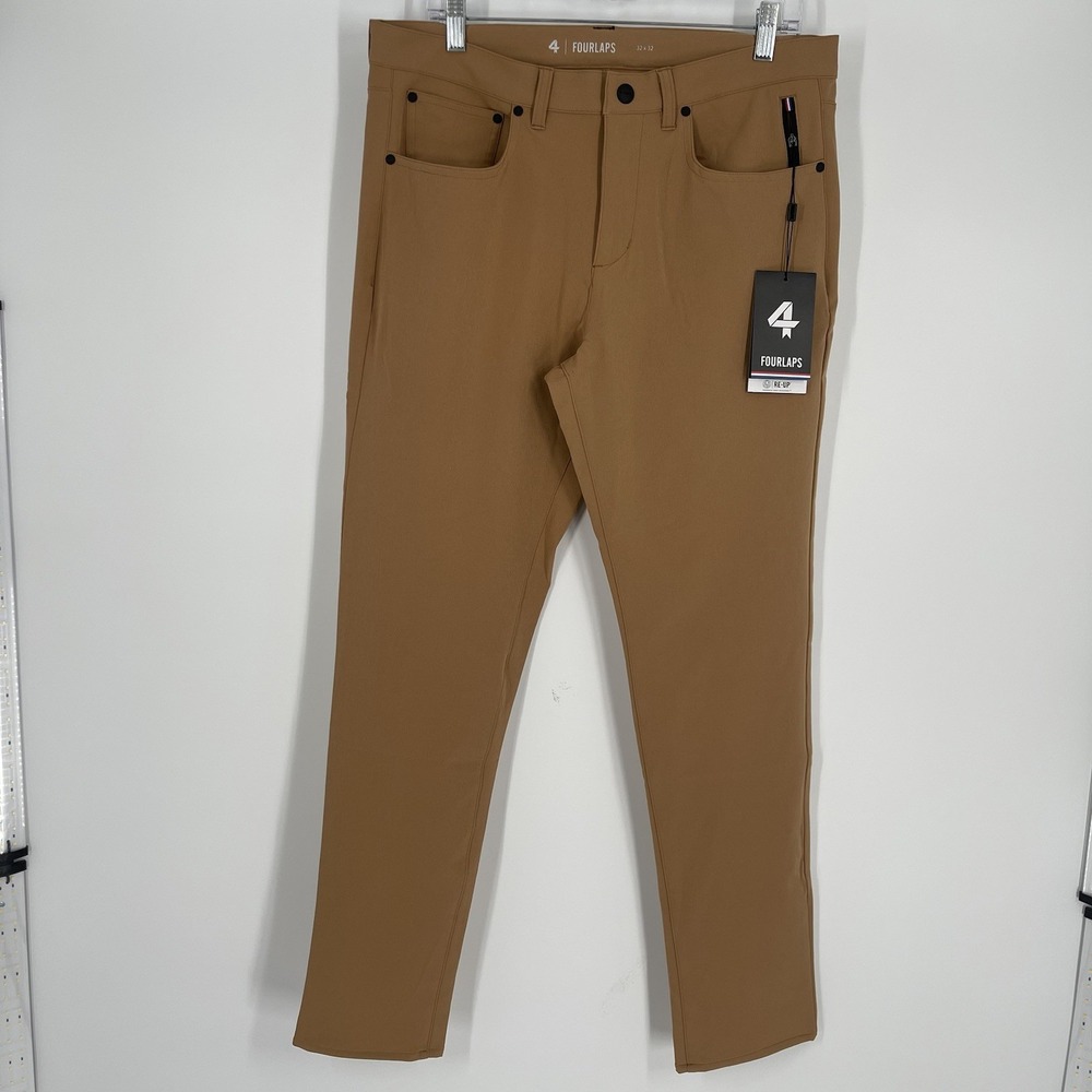 Fourlaps Traverse Pants Dark Khaki Athletic Fit Performance Stretch‎ Size 32x32